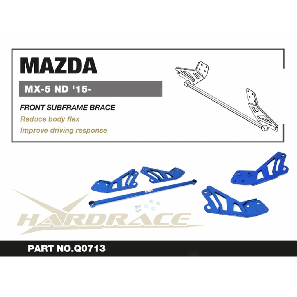 HARDRACE Q0713 Front SUBFRAME Brace - 3PCS / SET for MAZDA MIATA / MX-5 ND '15- Photo-2