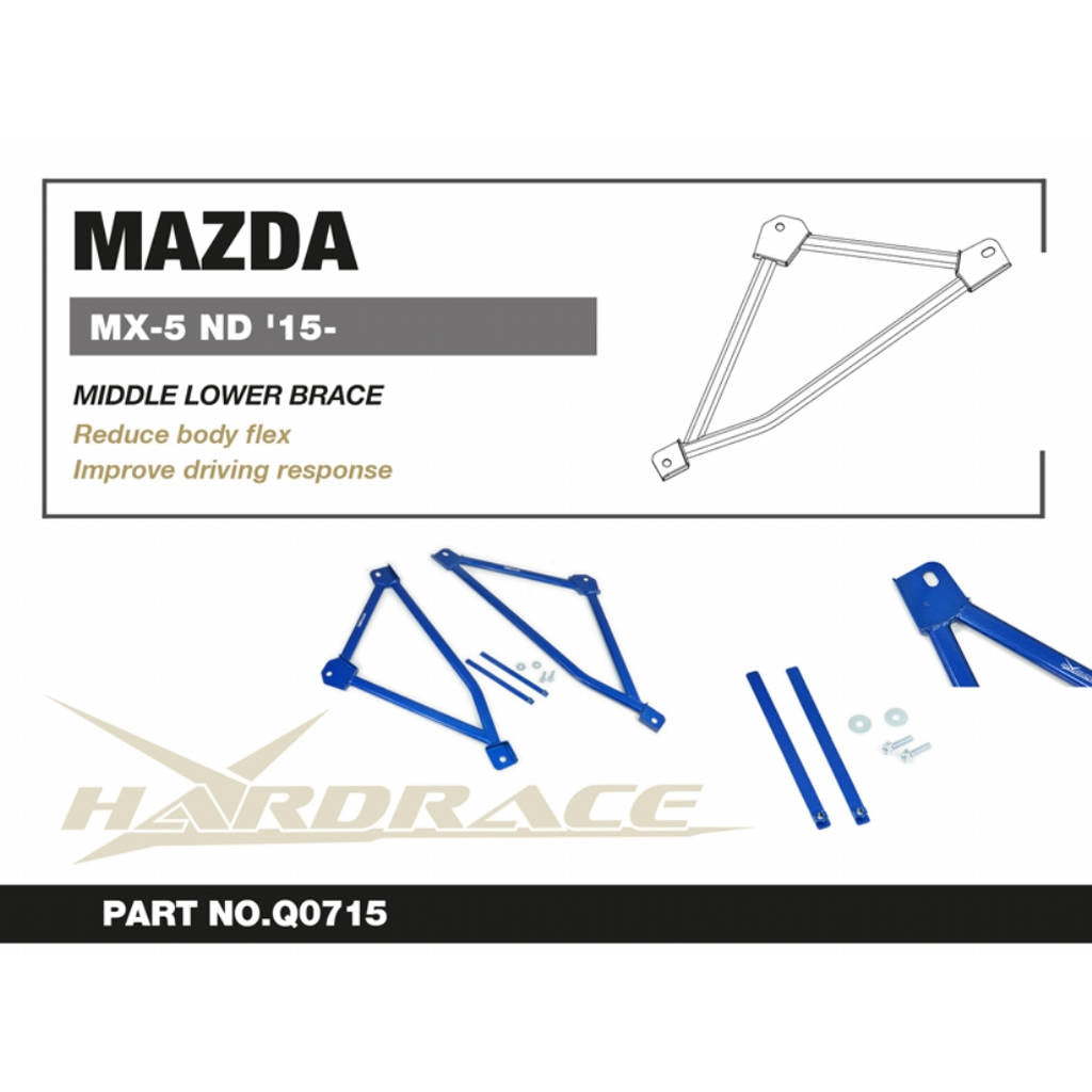 HARDRACE Q0715 MIDDLE Lower Brace - 2PCS / SET for MAZDA MIATA / MX-5 ND '15- Photo-2