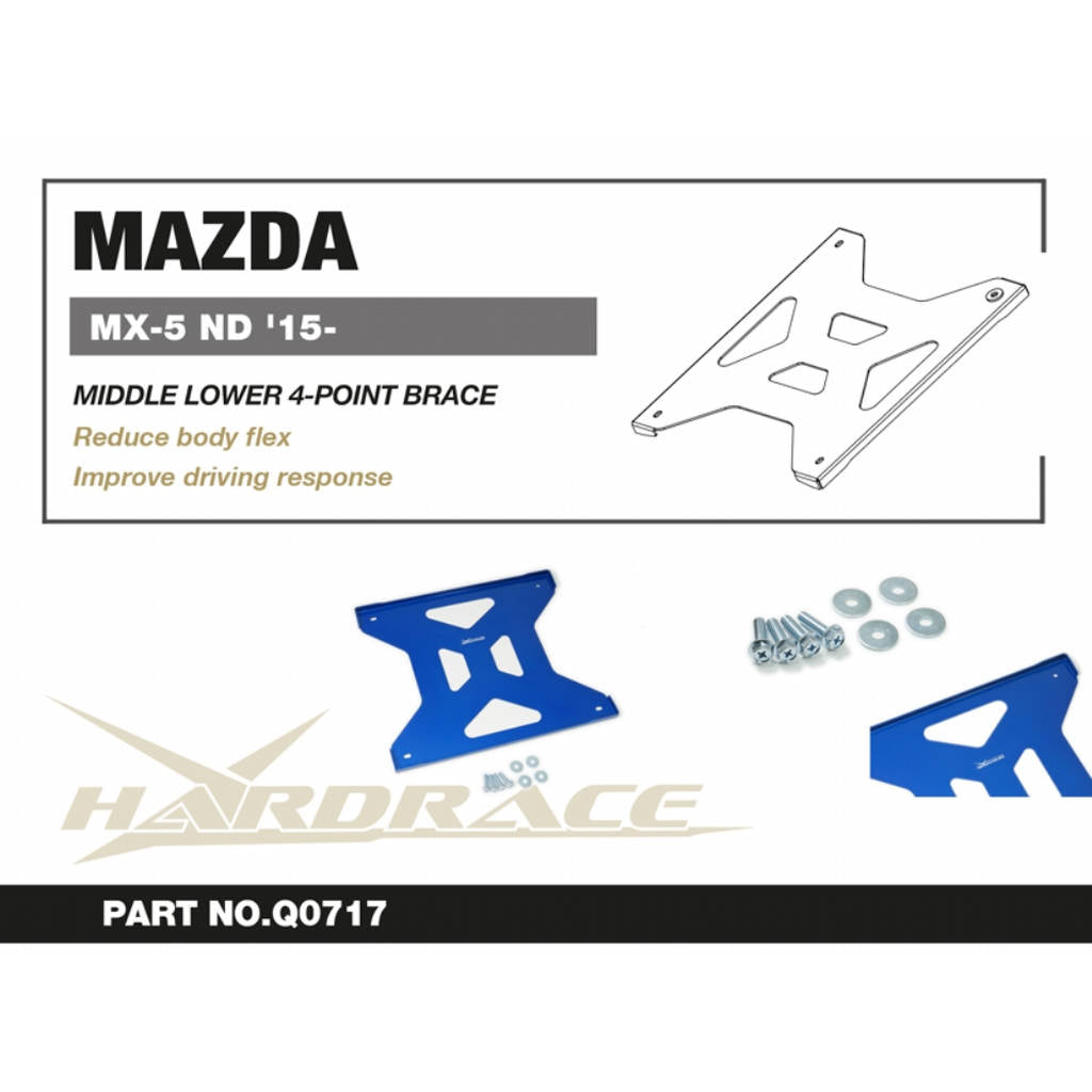 HARDRACE Q0717 MIDDLE Lower 4-POINTS Brace - 1PCS / SET for MAZDA MIATA / MX-5 ND '15- Photo-1