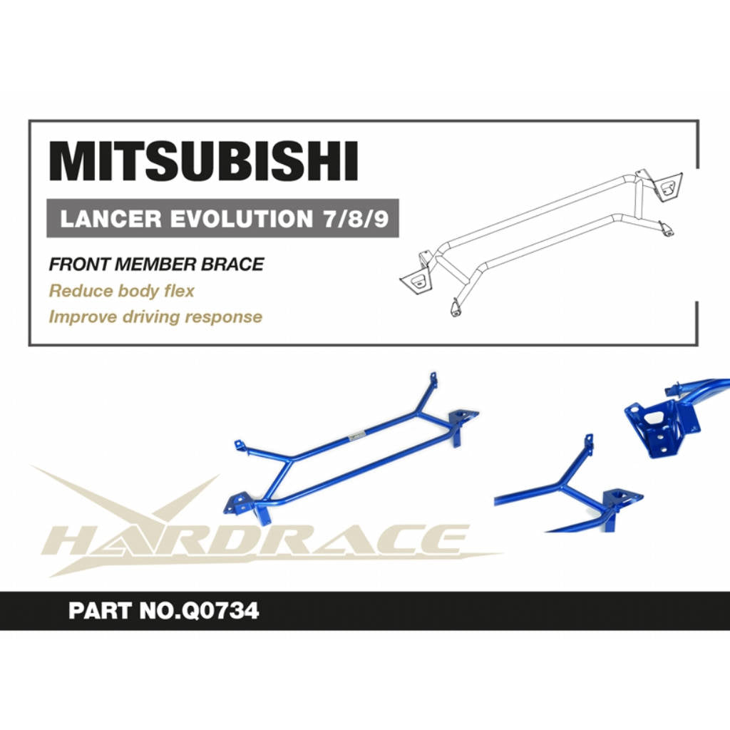HARDRACE Q0734 Front MEMBER Brace - 1PCS / SET for MITSUBISHI LANCER EVOLUTION 7~9TH Photo-2