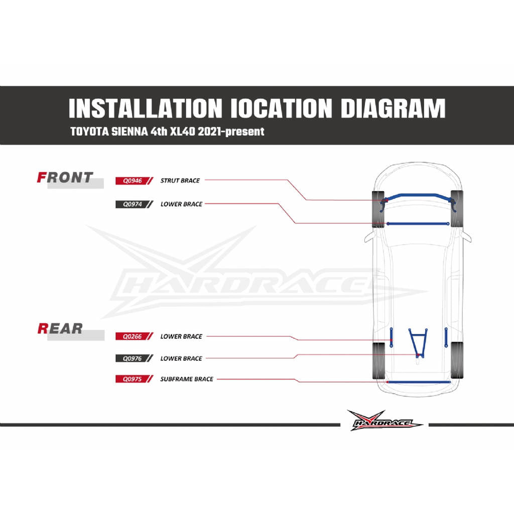 HARDRACE Q0974 Front Lower Brace - 1PCS / SET for TOYOTA SIENNA '21- Photo-8