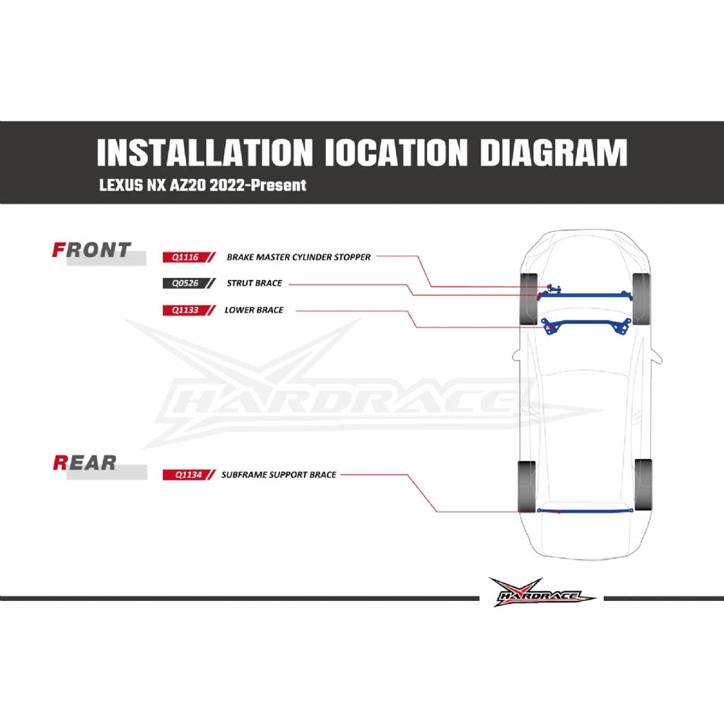 HARDRACE Q1133 Front Lower Brace - 1PC / SET for LEXUS NX '21- Photo-8