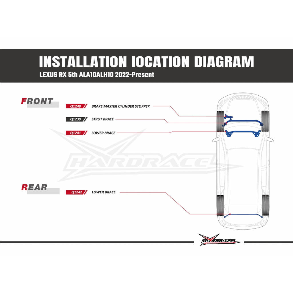 HARDRACE Q1242 Rear Lower Brace - 1PC / SET for LEXUS RX '22- Photo-8