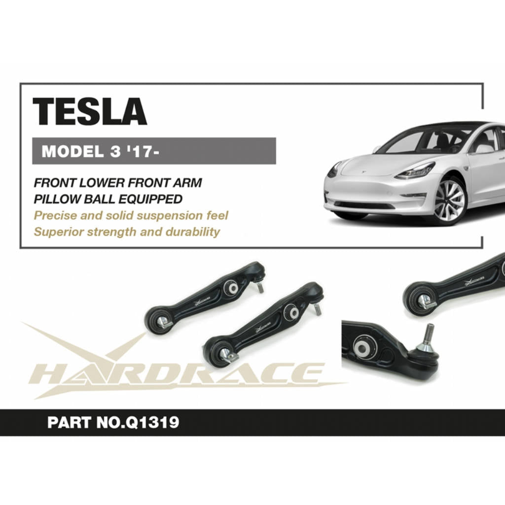 HARDRACE Q1319 Front lower front straight arm (pillow ball) - 2pcs/set for TESLA Model 3 2017+ Photo-1