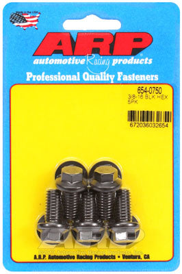 ARP 654-0750 SAE Bolt Kit 3/8-16 x 0.750 hex 7/16 wrenching black oxide bolts Photo-0