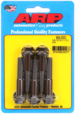 ARP 654-2000 SAE Bolt Kit 3/8-16 x 2.000 hex 7/16 wrenching black oxide bolts Photo-0