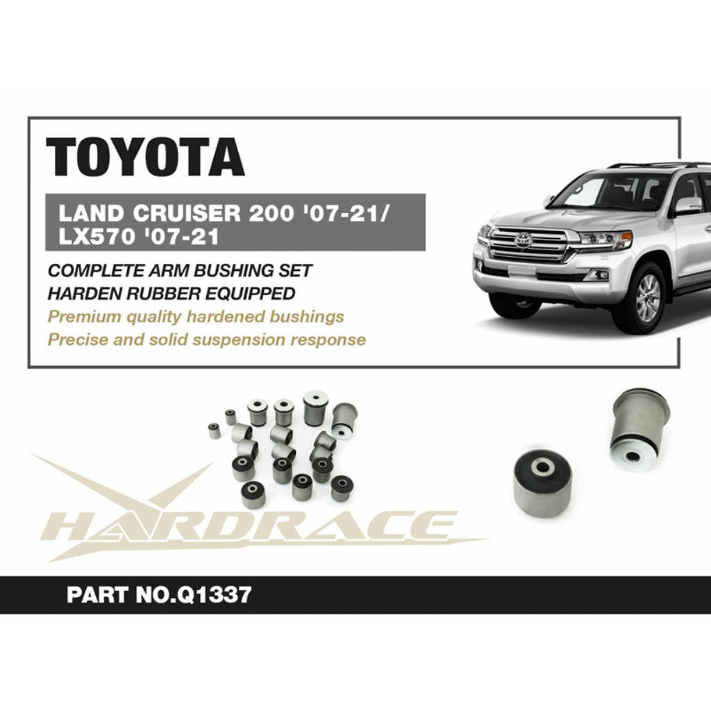 HARDRACE Q1337 Arm bushing complete set (harden rubber) - 18pcs/set for TOYOTA Land Cruiser (J200) 2007-2021 Photo-1