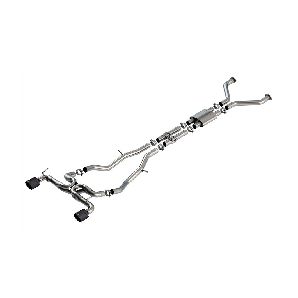 BORLA 140930CFBA Exhaust system Cat-Back ATAK 2.50" S RD RL AC PH SR TIP: 4.50" RD X 7.75" Carbon fiber black anodized for NISSAN Z 2024 Photo-0