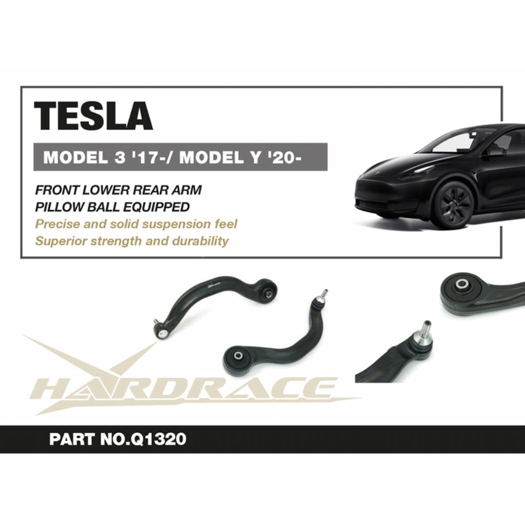HARDRACE Q1320 Front lower rear curved arm (pillow ball) - 2pcs / set for TESLA Model 3 2017+ / Model Y 2020+ Photo-1