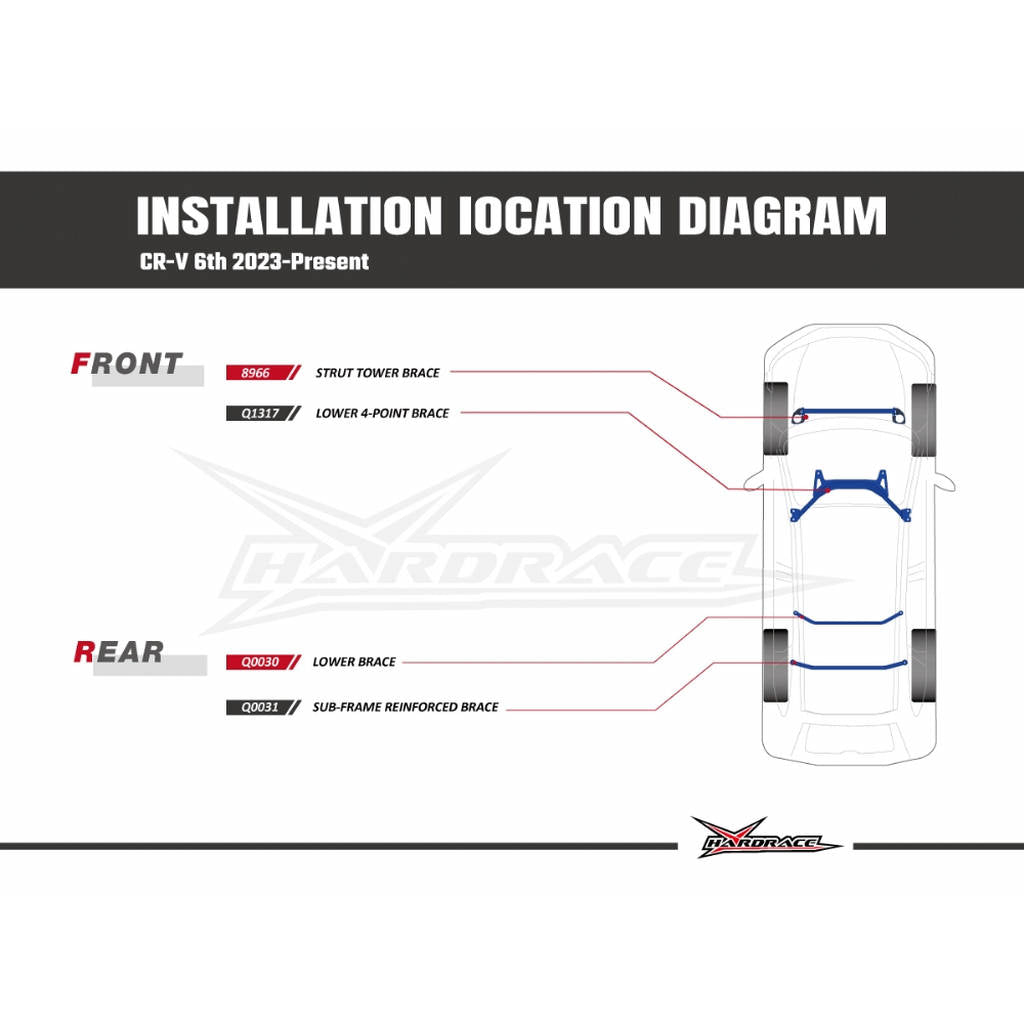 HARDRACE Q1317 Power Brace Front Lower 4-point for HONDA CR-V 2023- Photo-5