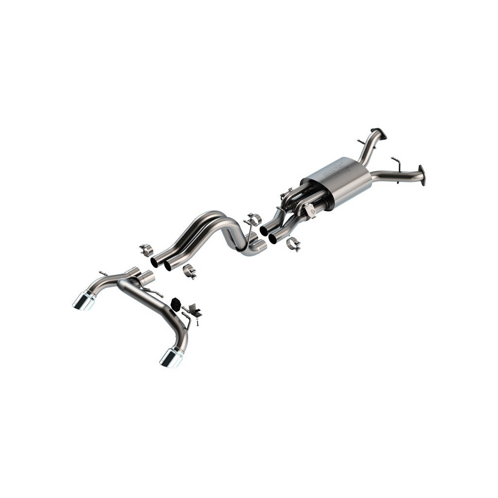 BORLA 140934 Exhaust System Cat-Back 2.75", ATAK (4" Bright Chrome Tips) for FORD Bronco Raptor 2022- Photo-0