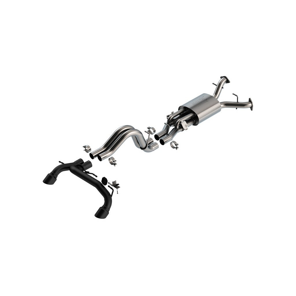 BORLA 140934CB Exhaust System Cat-Back 2.75", ATAK (4" Black Chrome Tips) for FORD Bronco Raptor 2022- Photo-0