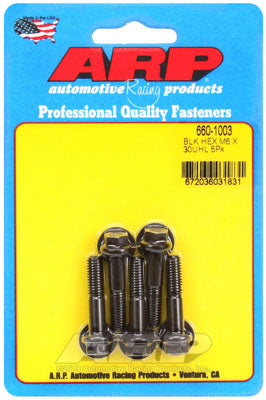 ARP 660-1003 Metric Thread Bolt Kit M6 x 1.00 x 30 hex black oxide bolts Photo-0