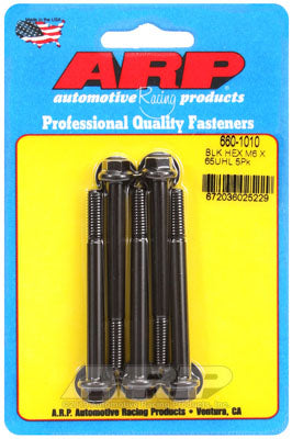 ARP 660-1010 Metric Thread Bolt Kit M6 x 1.00 x 65 hex black oxide bolts Photo-0