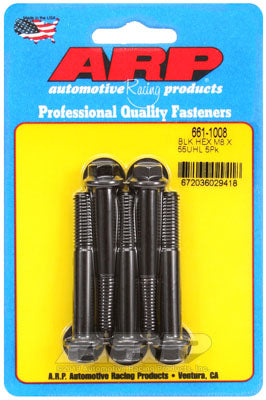 ARP 661-1008 Metric Thread Bolt Kit M8 x 1.25 x 55mm hex black oxide bolts Photo-0
