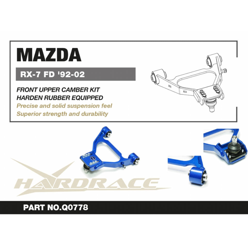 HARDRACE Q0778 Adj.Front upper camber kit V2. (pillow ball) - 2 Pcs/Set for MAZDA RX-7 (FD) 1991-2002 Photo-1