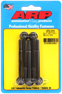 ARP 670-1010 Metric Thread Bolt Kit M6 x 1.00 x 65 12pt black oxide bolts Photo-0