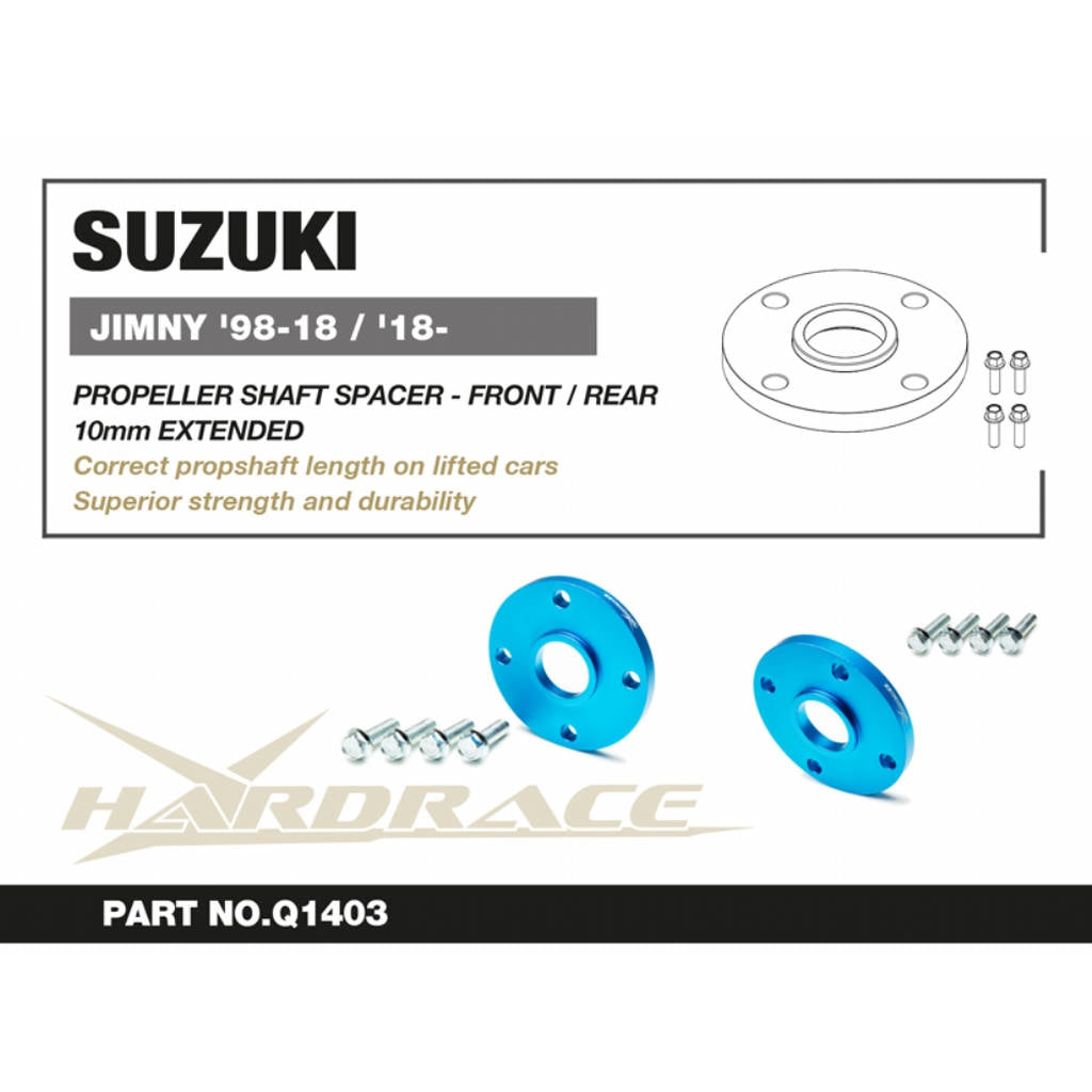 HARDRACE Q1403 Propeller shaft spacer front/rear 10mm extended 1pc/set for SUZUKI Jimny 1998-2018+ Photo-1