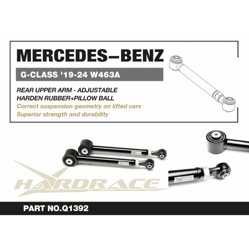 HARDRACE Q1392 Rear Upper Arm (Harden Rubber + Pillow Ball) 2pcs for MERCEDES-BENZ G-Class (W463A) 2019-2024 Photo-1