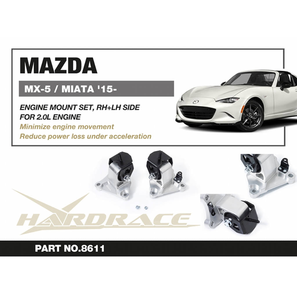 HARDRACE 8611 Engine Mount (RH + LH Side) 2pcs for MAZDA MX-5 2.0L 2015+ Photo-1