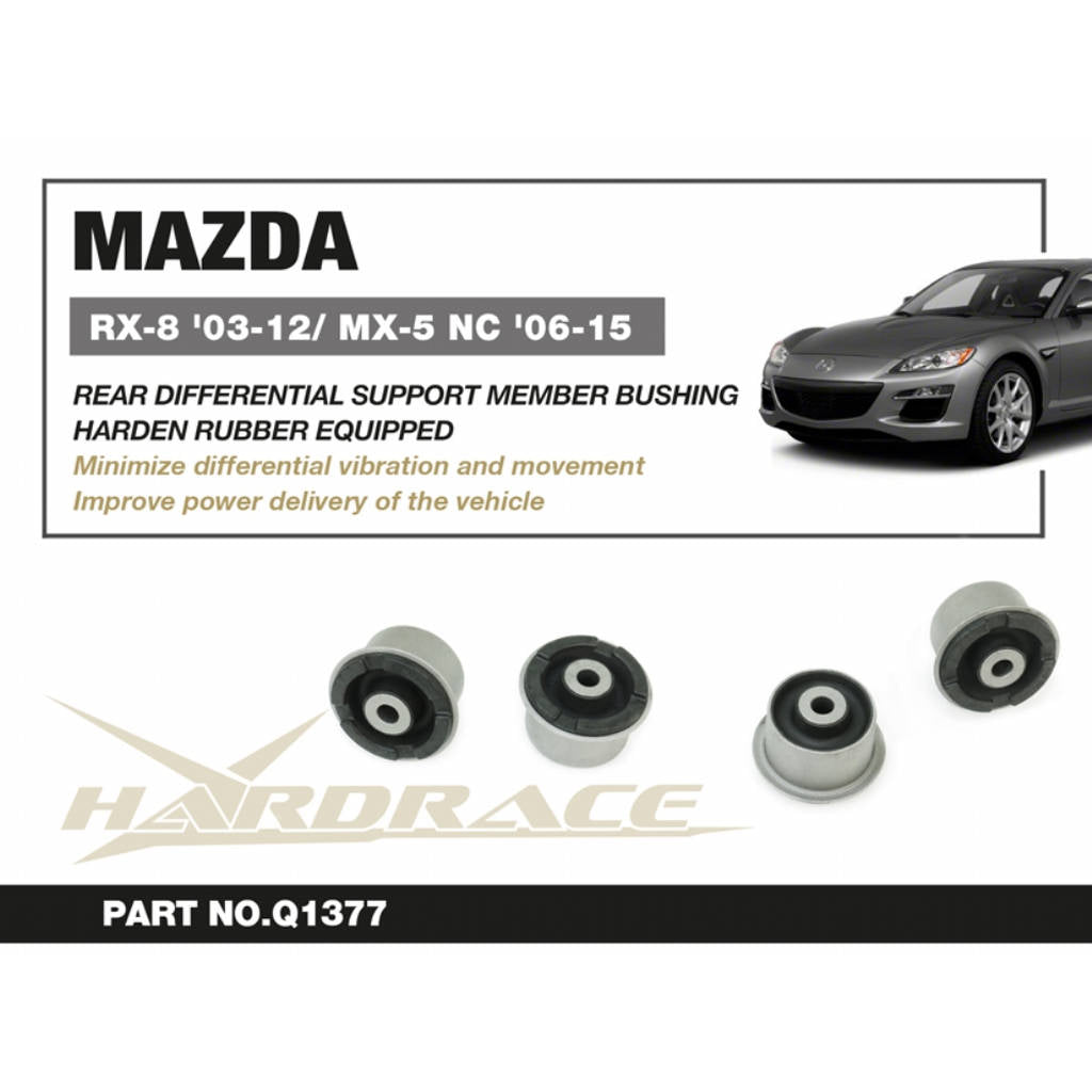 HARDRACE Q1377 Rear Differential Support Member Bushing (Harden Rubber) 2pcs for MAZDA RX-8 2003-2012 / MIATA NC 2005-2015 Photo-1