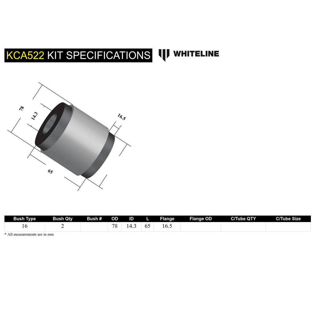 WHITELINE KCA522 Front Lower Control Arm - Inner Rear Bushing Double Offset Caster Kit for Ford Focus ST SA Photo-3