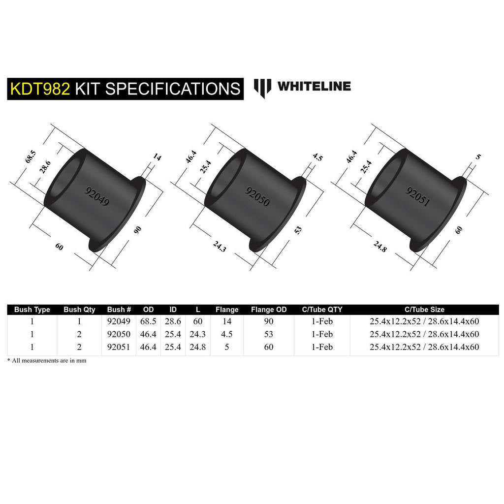 WHITELINE KDT982 Rear Differential Bushing - BMW 3 Series E46 Z4 E83, E85, E86, E89 Photo-4