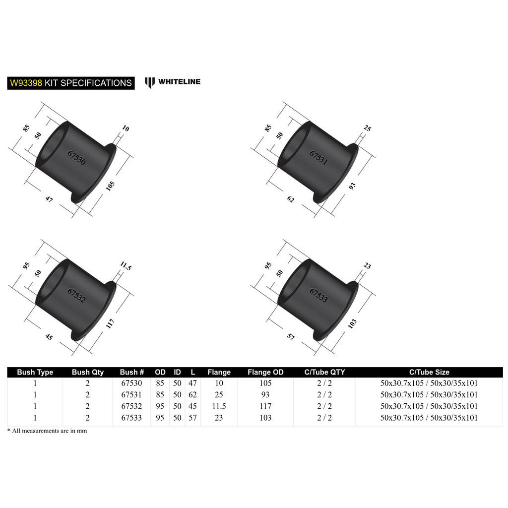 WHITELINE W93398 Rear Subframe Bushing Photo-4