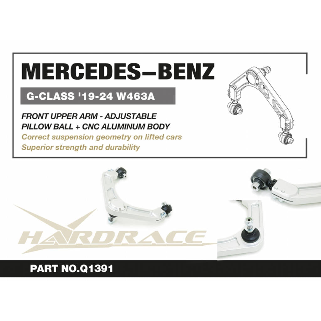 HARDRACE Q1391 Front Upper Adjustable Arm (Pillow Ball) 2pcs for MERCEDES-BENZ G-Class (W463A) 2019-2024 Photo-1