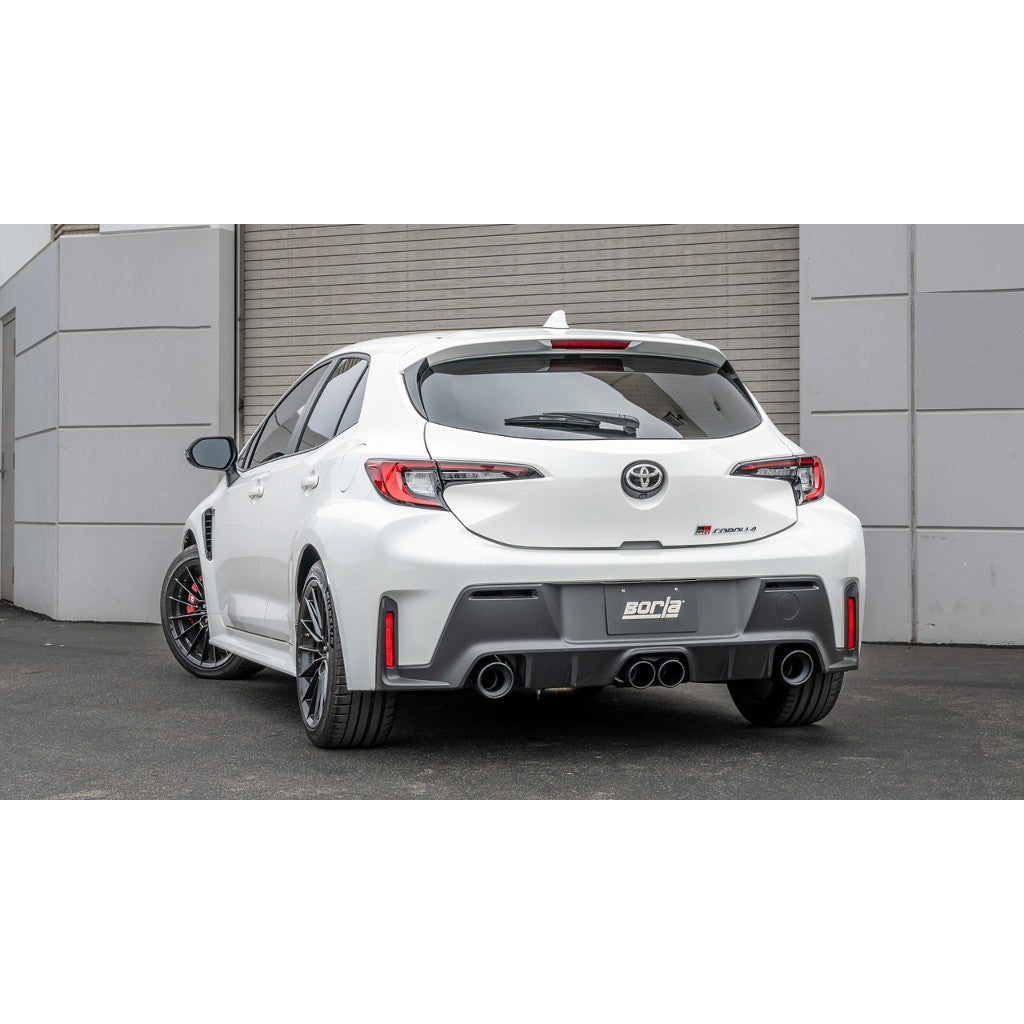 BORLA 140942CB Cat-Back Exhaust System 3", 2.25" ATAK (3.5", 4.5" Black Coated Stainless Steel Tips) for TOYOTA Corolla GR 1.6L 2023-2024 Photo-1