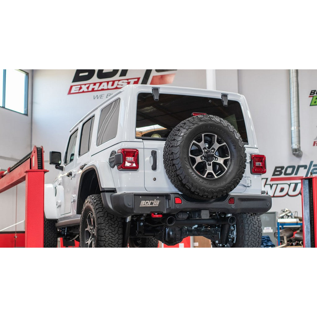 BORLA 11963CB Exhaust System Axle-Back S-Type, 2.75", 2.5" (3.5" Black Tips) for JEEP Wrangler 2.0L (JL / JLU) 2018- Photo-1