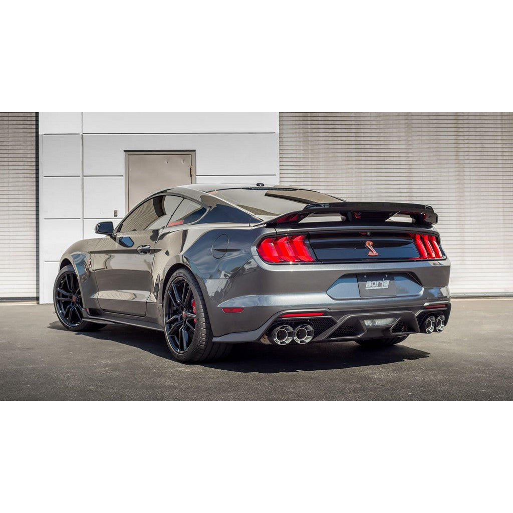 BORLA 140837CF Cat-Back Exhaust System 3", ATAK (5" RD X 7.46" Carbon Fiber Tips) for FORD Mustang Shelby GT500 5.2L V8 2020-2023 Photo-1