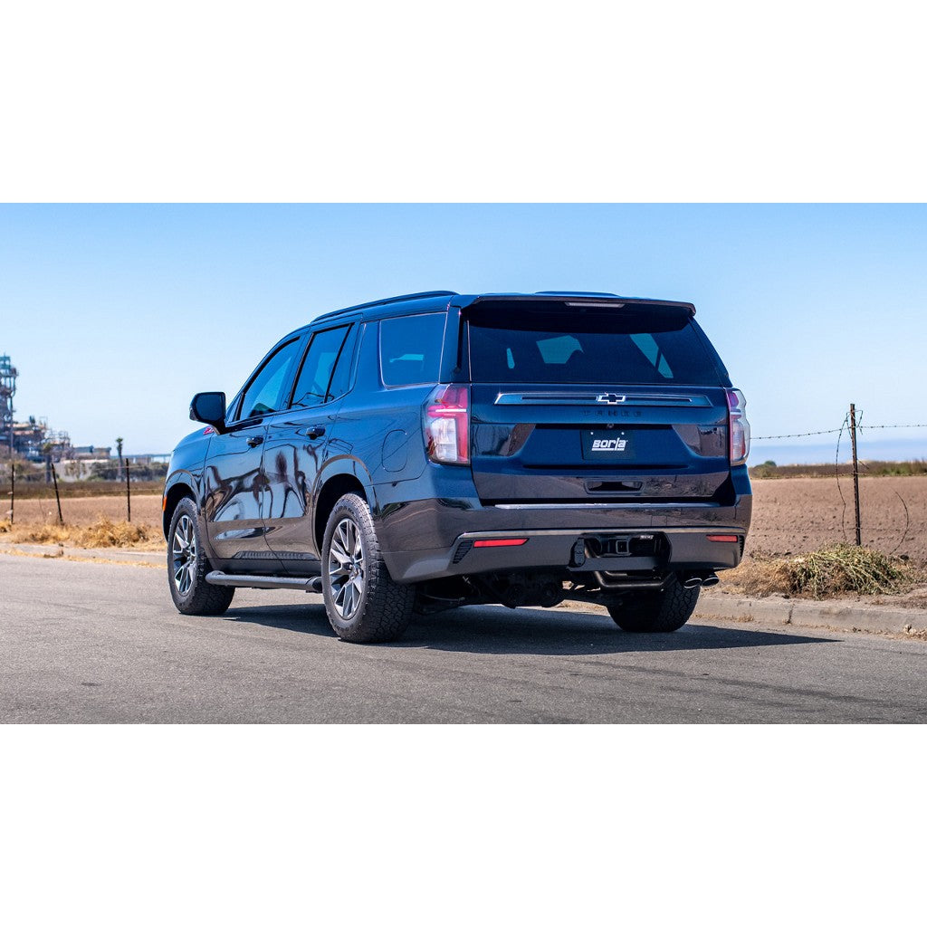 BORLA 140854 Cat-Back Exhaust System 3", 2.25", Touring (4" RD X 9.5" Tips) for CHEVROLET Tahoe / Yukon 5.3L V8 2021-2023 Photo-1