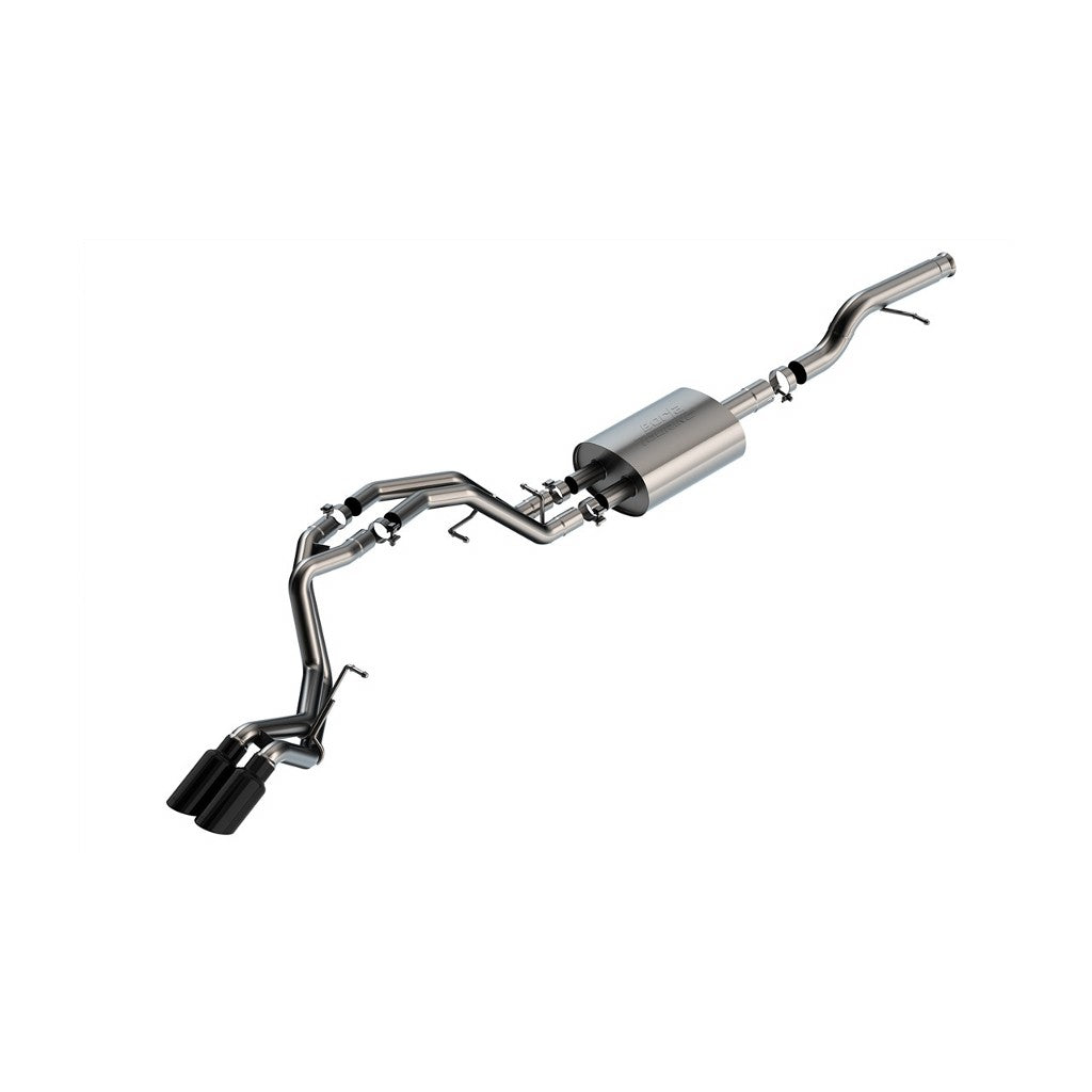 BORLA 140854BC Cat-Back Exhaust System 3", 2.25", Touring (4" RD X 9.5" Black Chrome Tips) for CHEVROLET Tahoe / Yukon 5.3L V8 2021-2023 Photo-0