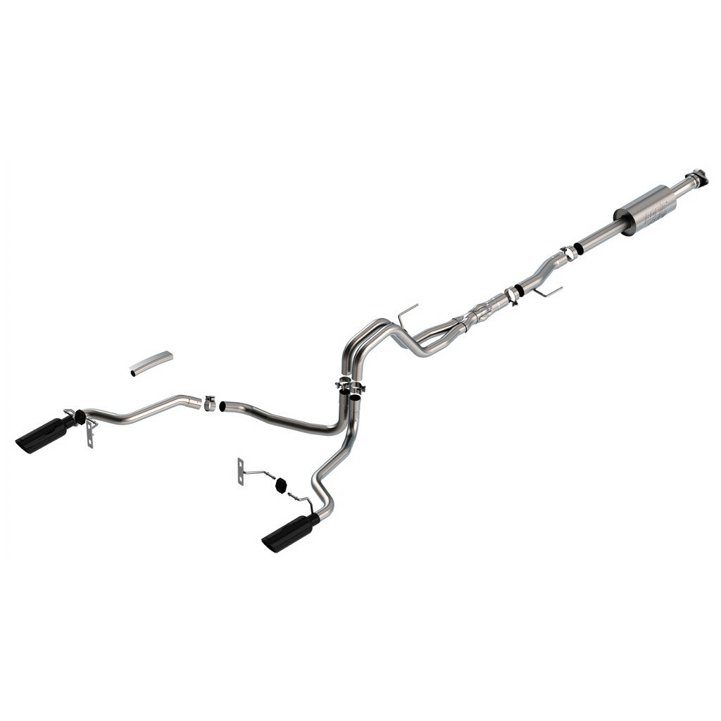 BORLA 140867BC Cat-Back Exhaust System 3", 2.25", ATAK (4" RD X 14" Black Chrome Tips) for FORD F-150 5.0L V8 2023 Photo-0