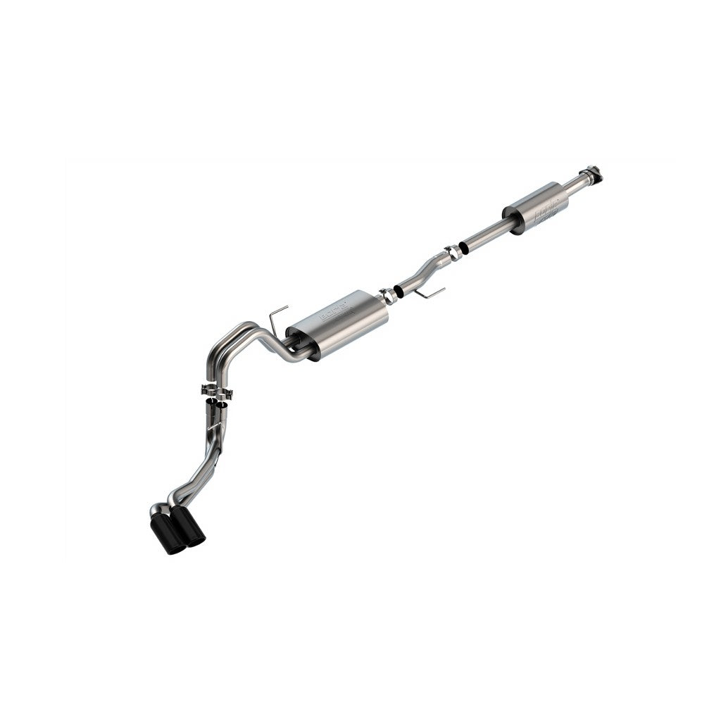 BORLA 140881BC Cat-Back Exhaust System 3", 2.25", ATAK (4" RD X 11" Black Chrome Tips) for FORD F-150 3.3L V6 2021-2023 Photo-0