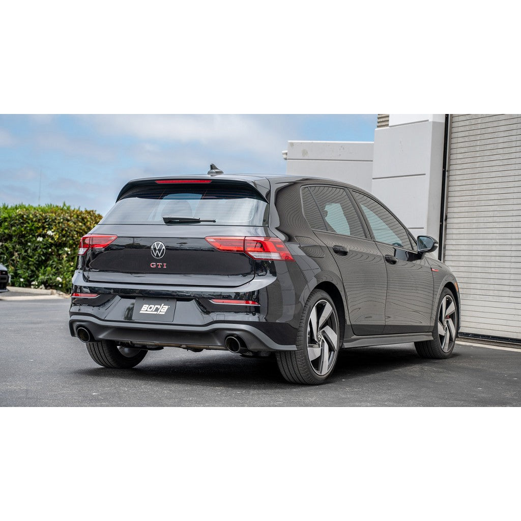 BORLA 140883BC Cat-Back Exhaust System 3", 2.25", S-Type (4" RD X 9.50" Black Chrome Tips) for VW GTI 2.0L i4 2022-2023 Photo-1