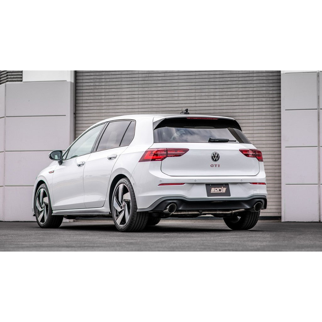 BORLA 140883SB Cat-Back Exhaust System 3", 2.25", S-Type (4" RD X 9.50" Stainless Brushed Tips) for VW GTI 2.0L i4 2022-2023 Photo-1