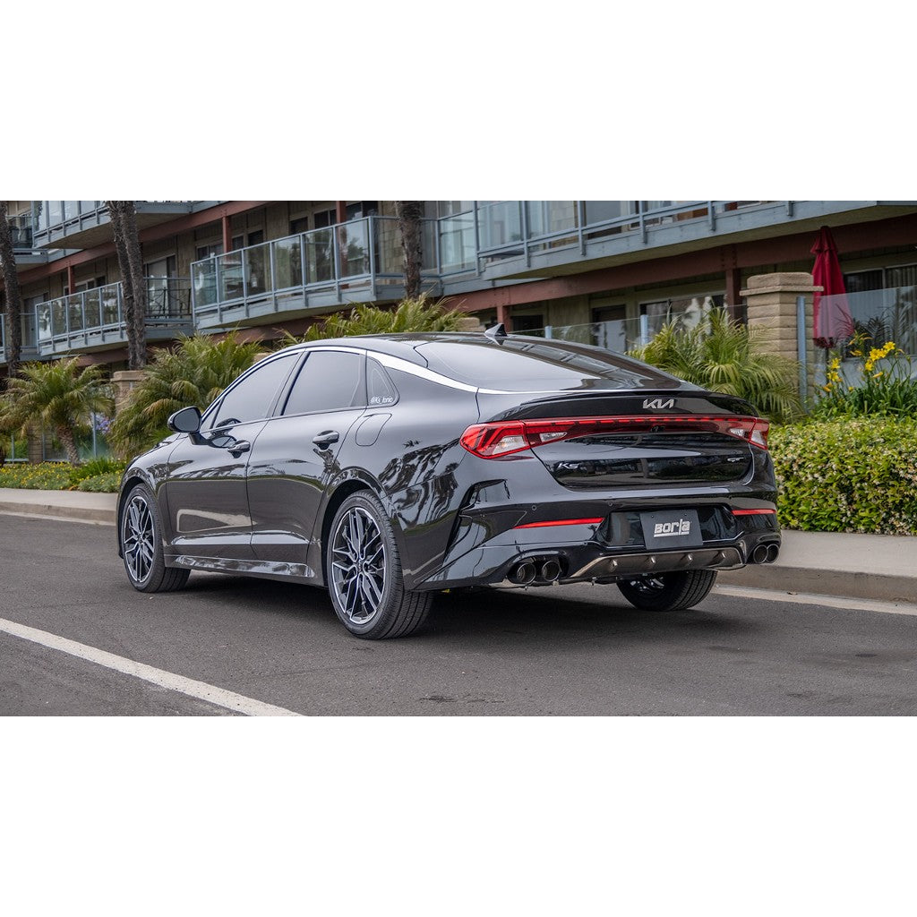 BORLA 140891BC Cat-Back Exhaust System 2.00", 2.75", S-Type (3.5" RD X 6.0" Black Chrome Tips) for KIA K5 GT 2.5L i4 2021-2024 Photo-1