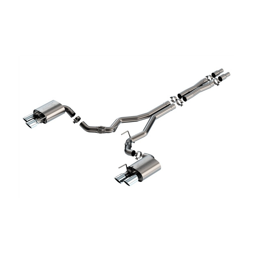 BORLA 140963 Cat-Back Exhaust System 3", ATAK (4" RD X 9.50" And 4" RD X 6.14" Tips), Active Exhaust for FORD Mustang GT 5.0L V8 2024 Photo-0