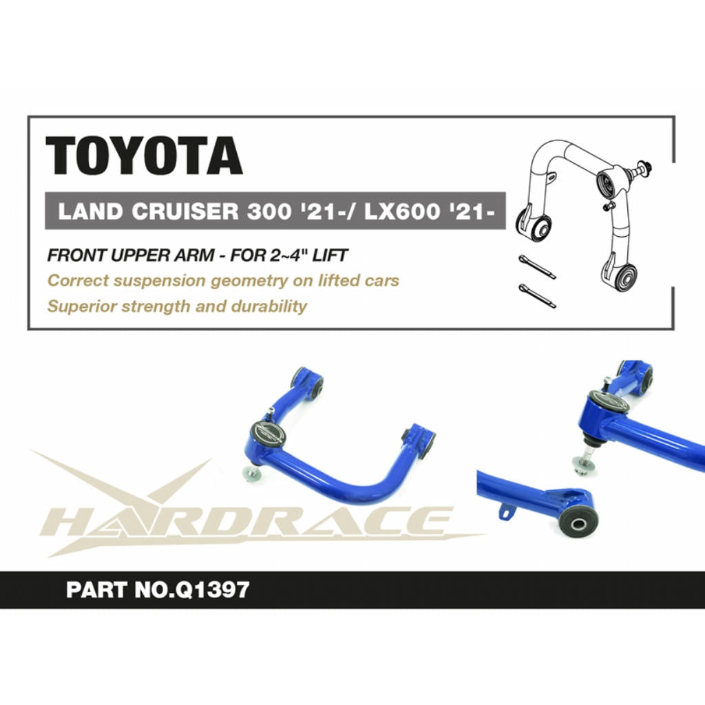 HARDRACE Q1397 Front Upper Arm for 2-4" Lift, 2pcs for TOYOTA Land Cruiser J300 2021- / LEXUS LX (J310) 2021- Photo-1