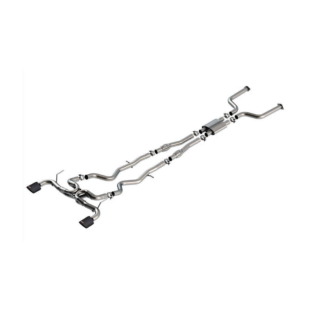 BORLA 140978CFBA Cat-Back Exhaust System 2.50", ATAK (4.50" RD x 7.75" Carbon Fiber Black Anodized Tips) for INFINITI Q50 3.0L V6 2016-2024 Photo-0