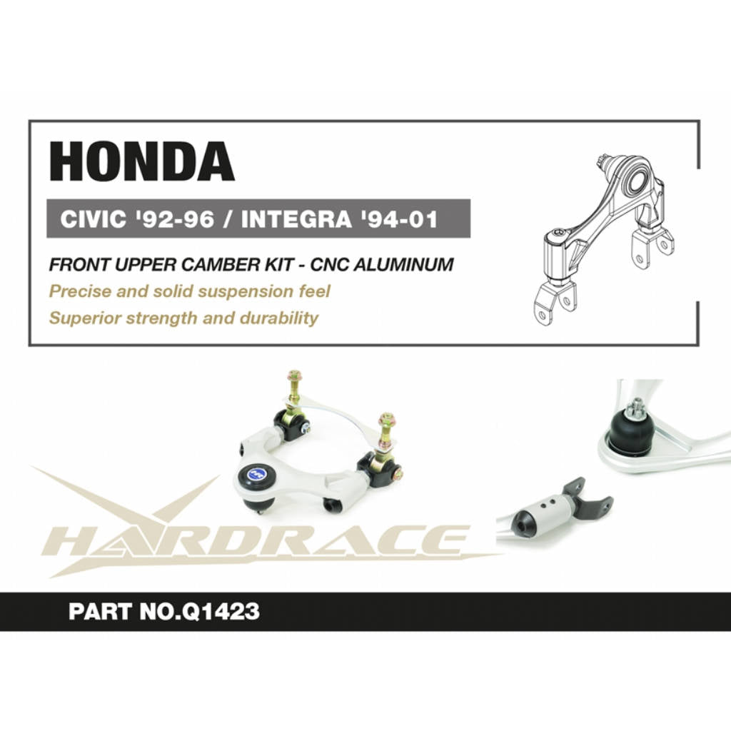 HARDRACE Q1423 Front Upper Camber Kit (Pillow Ball), 2pcs for HONDA Civic 1992-1996 / ACURA Integra 1994-2001 Photo-1