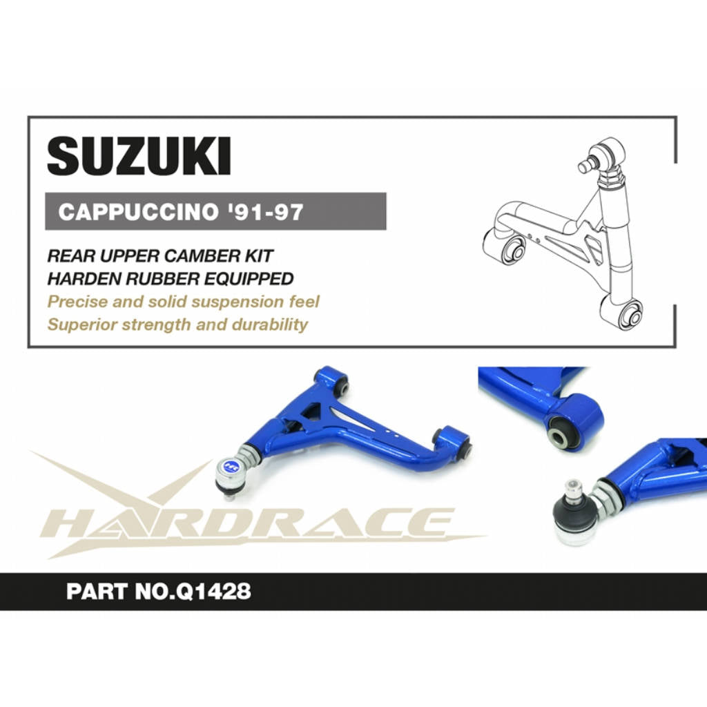 HARDRACE Q1428 Rear Upper Camber Kit (Harden Rubber), 2pcs for SUZUKI Cappuccino 1991-1997 Photo-1