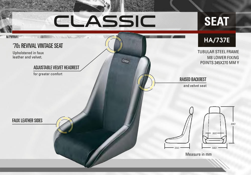 OMP HA0-0737-B01-071 (HA/737E) Seat CLASSIC, black Photo-0