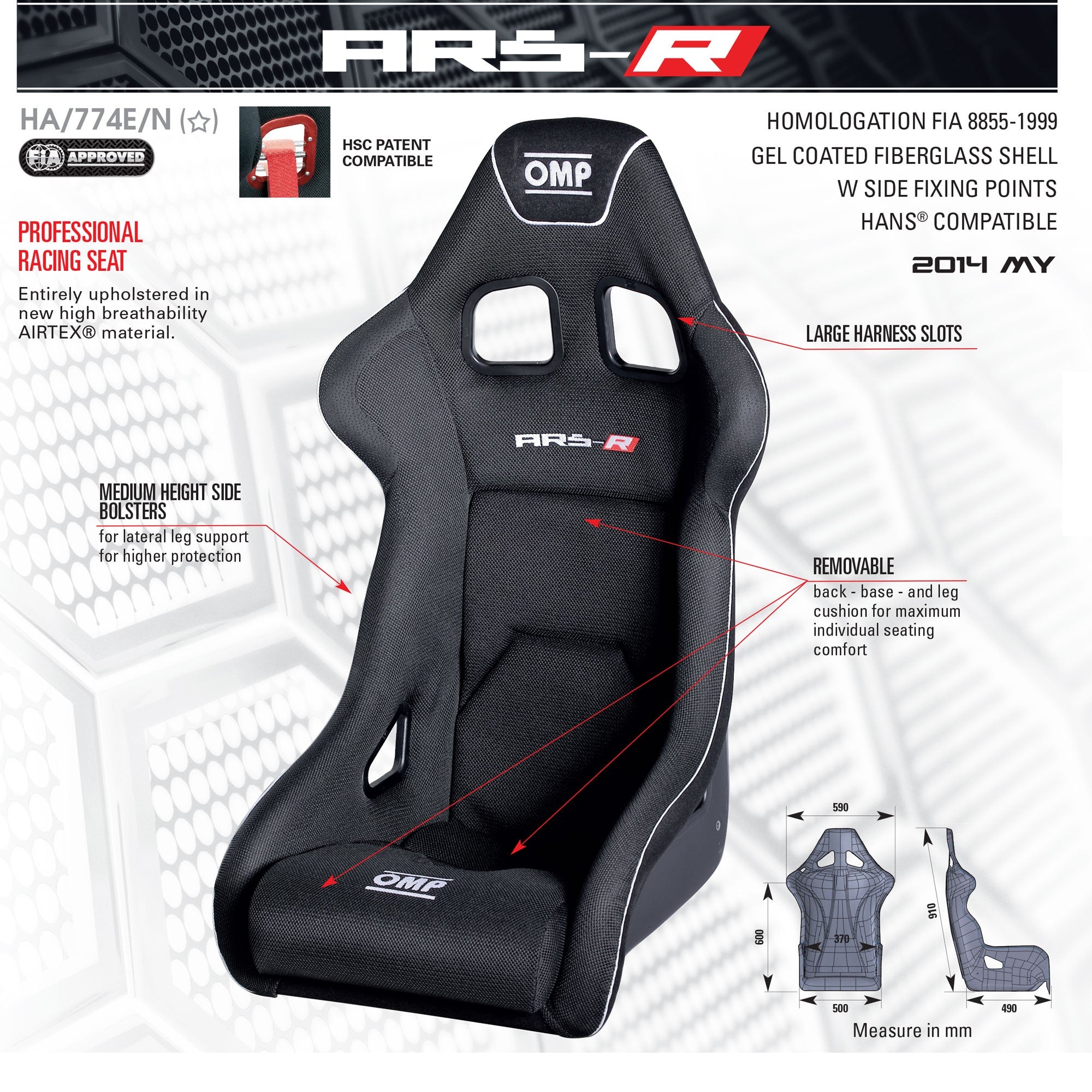 OMP HA0-0774-B01-071 (HA/774E/N) Seat (FIA) ARS-R, black Photo-1