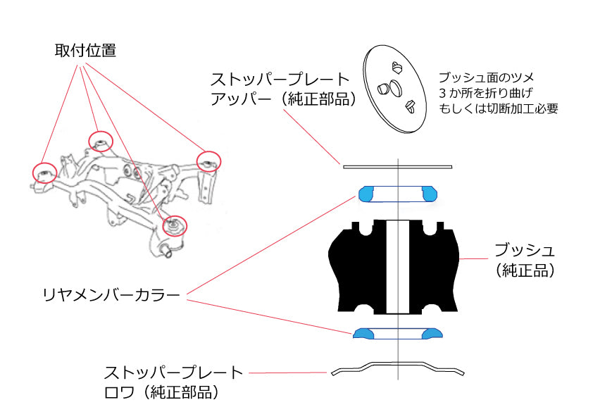 CUSCO 692 927 AB Rear member bushes collar (rear) for SUBARU Impreza WRX (GRB) Photo-1