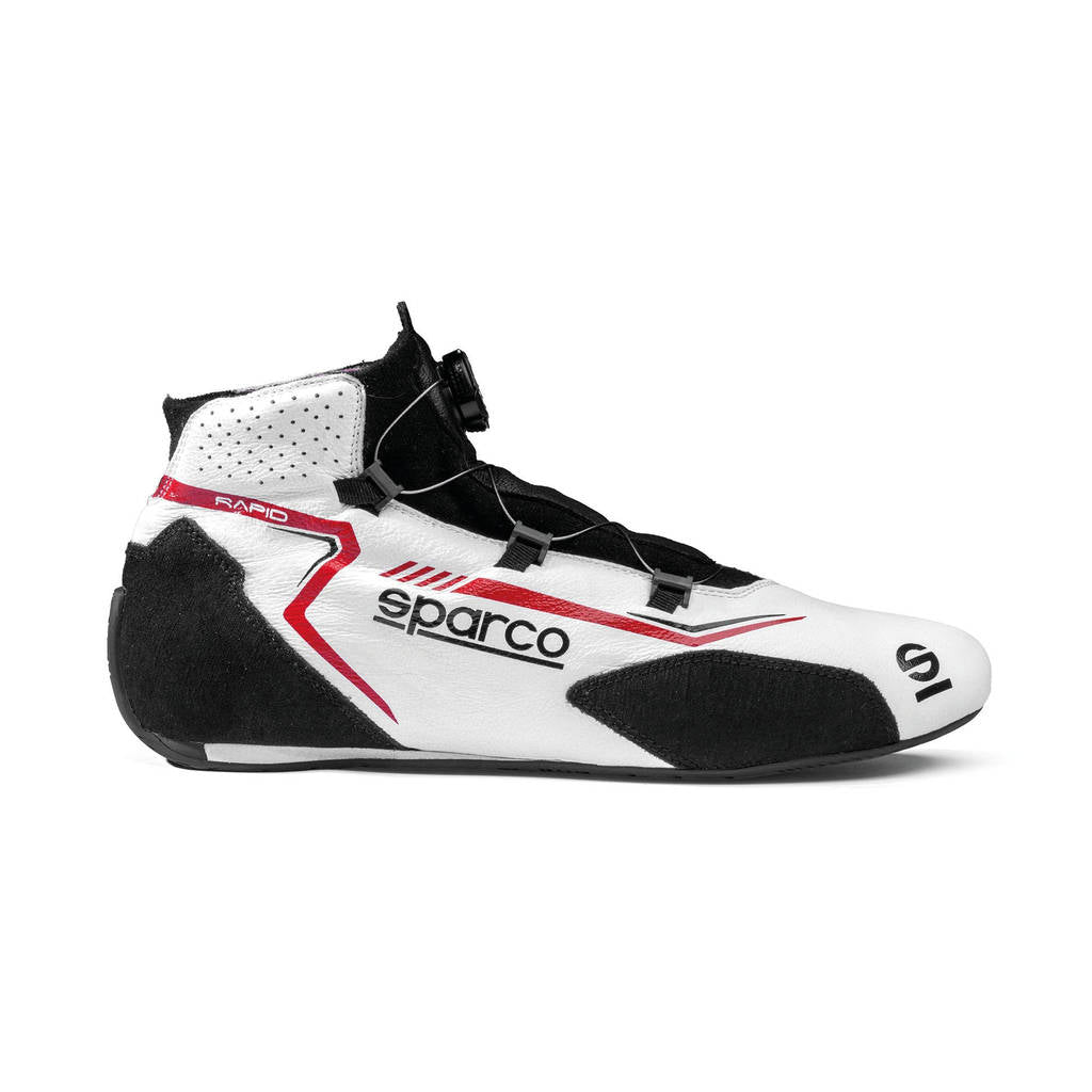 SPARCO BRB0002B0W09047 Racing Shoes Rapid Rotor, White / Red, Size 47 Photo-1