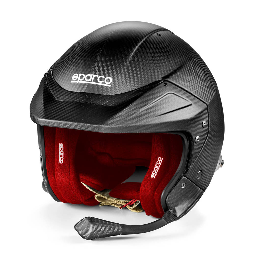 SPARCO BRH0001B0R010XS Open-Face Helmet Flux RJ-i Carbon 8859-2024, Red, Size XS Photo-0