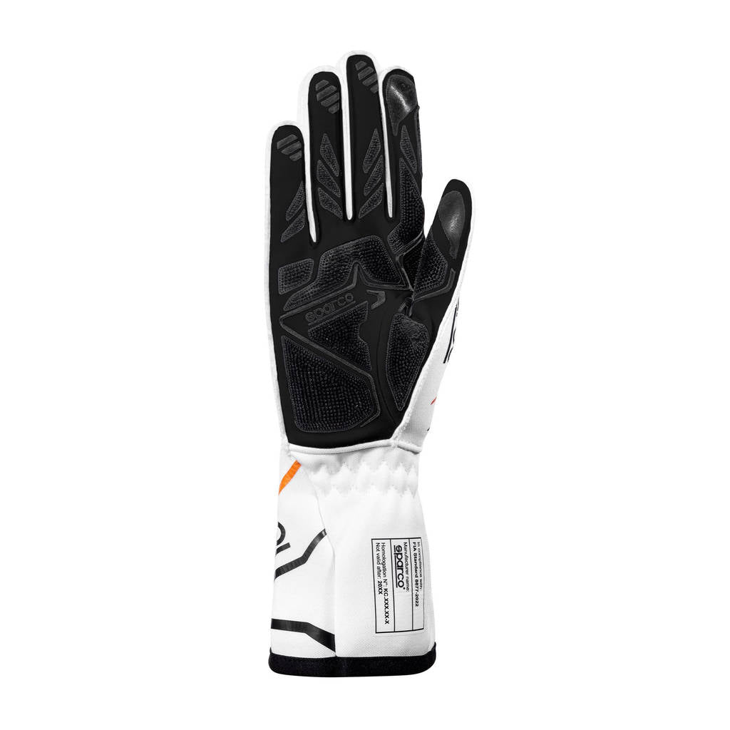 SPARCO BKG0002B0W17009 Karting Gloves K-Tide+ (FIA 8877-2022), White / Fluo Orange, Size 9 Photo-1